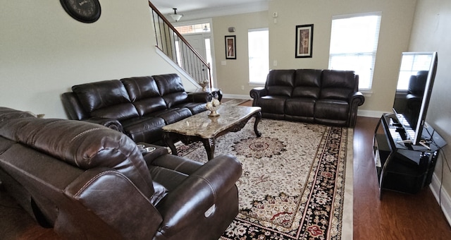 living room featuring hardwood / wood-style flooring