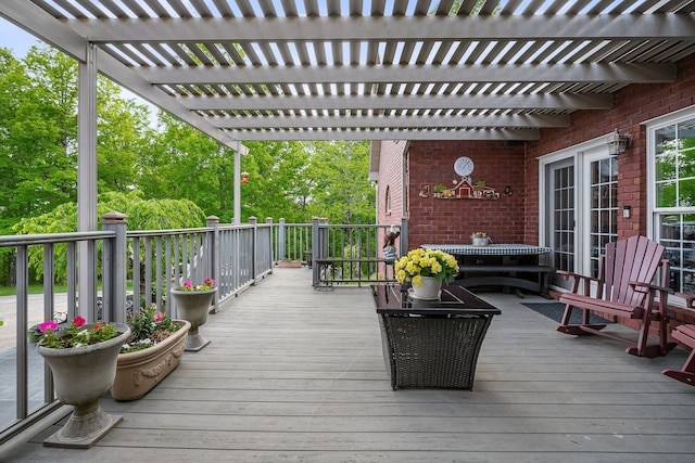 deck featuring a pergola