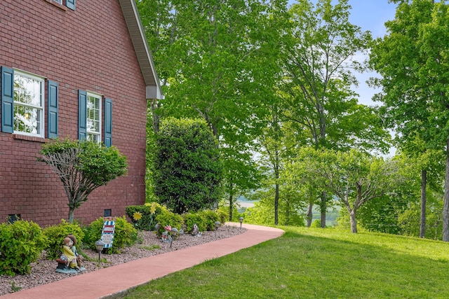 view of home's community with a lawn