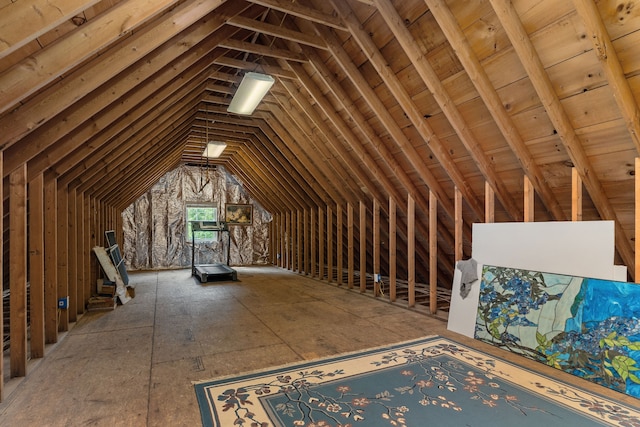 view of unfinished attic