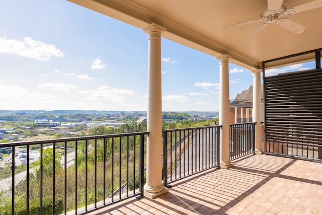 balcony with ceiling fan