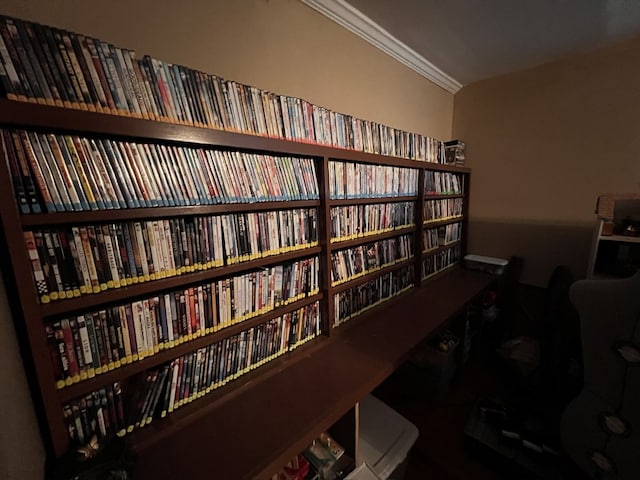 office space featuring crown molding