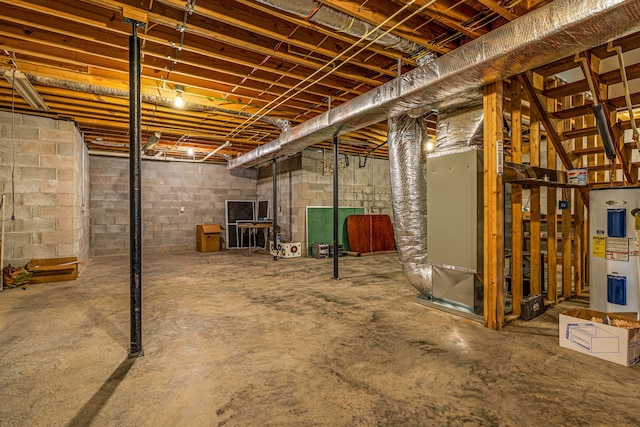 basement with water heater