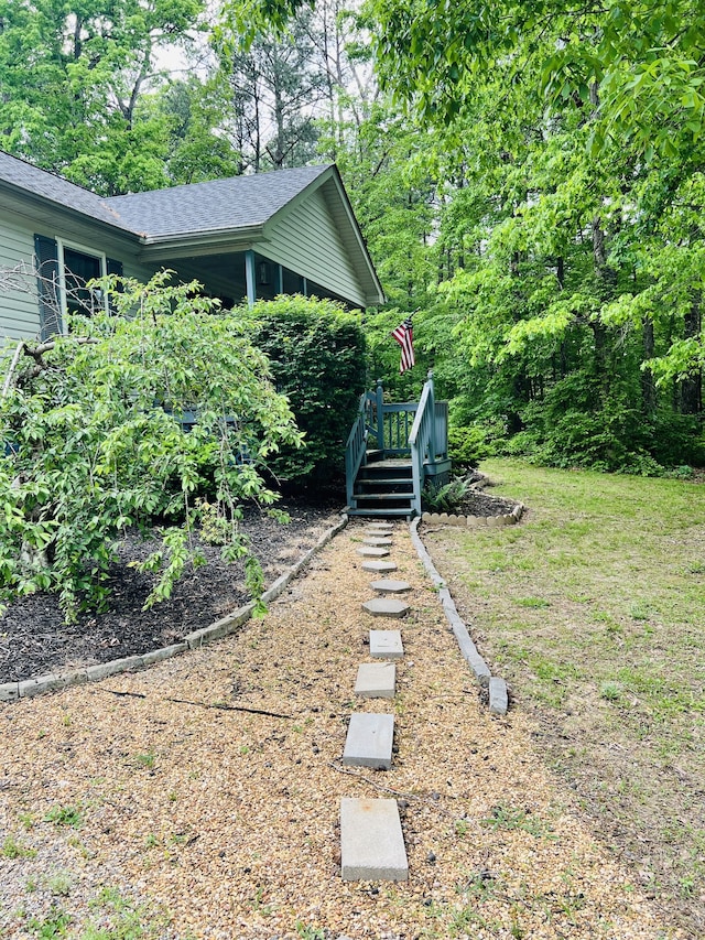 view of yard with a deck