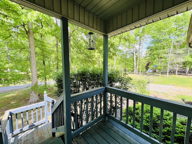 wooden deck featuring covered porch