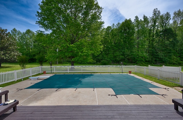 view of pool with a deck