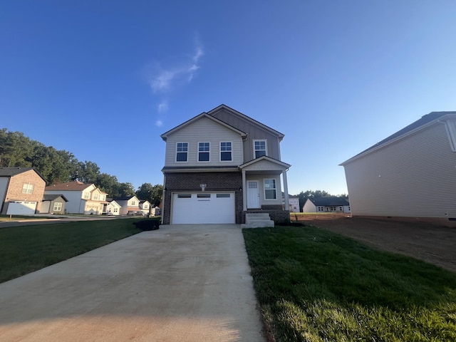 front of property featuring a garage and a front yard