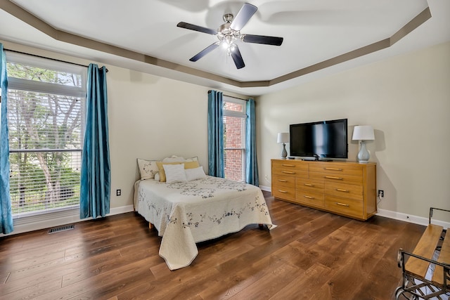 808 Seven Points Cv, Hermitage, TN 37076 - bedroom featuring dark hardwood / wood-style flooring, ceiling fan, and a raised ceiling