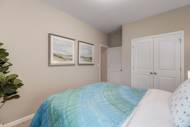 bedroom with a closet and carpet flooring