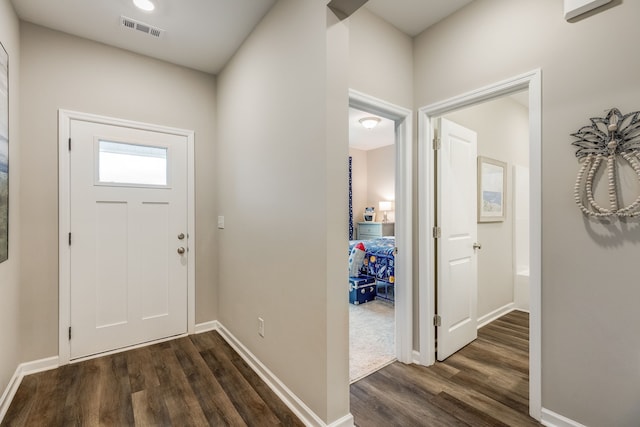 foyer featuring dark wood-type flooring