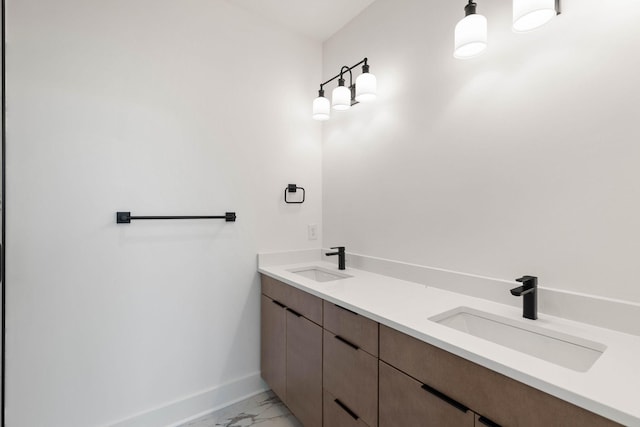 1016 W Trinity Ln Unit 1, Nashville, TN 37218 - bathroom with marble finish floors and double vanity