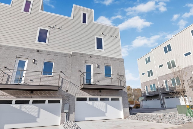 exterior space with a garage