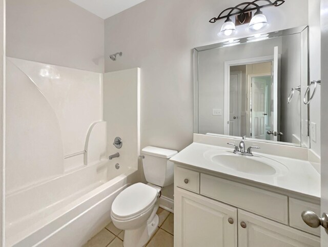 full bathroom with tile patterned floors, vanity, toilet, and bathing tub / shower combination