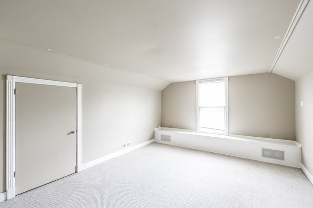 bonus room with vaulted ceiling and carpet