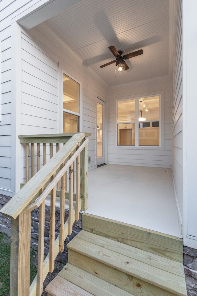 deck featuring ceiling fan