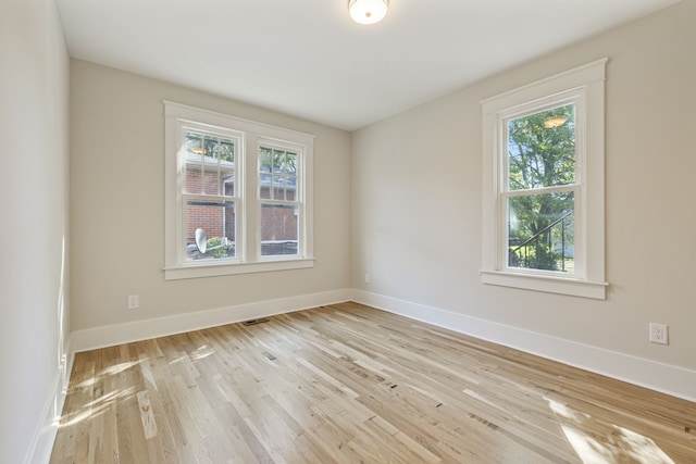 empty room featuring light hardwood / wood-style flooring and plenty of natural light