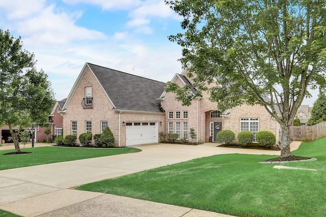 view of front of home featuring a garage and a front yard