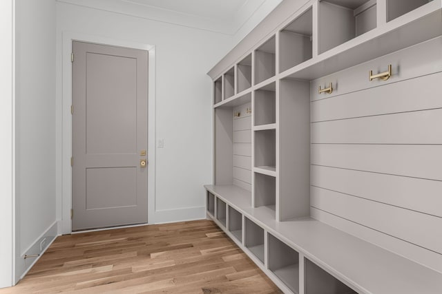 mudroom with light wood-type flooring