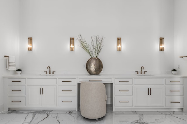 bathroom with tile flooring and vanity