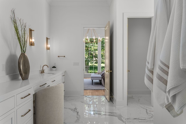 bathroom featuring vanity and tile floors