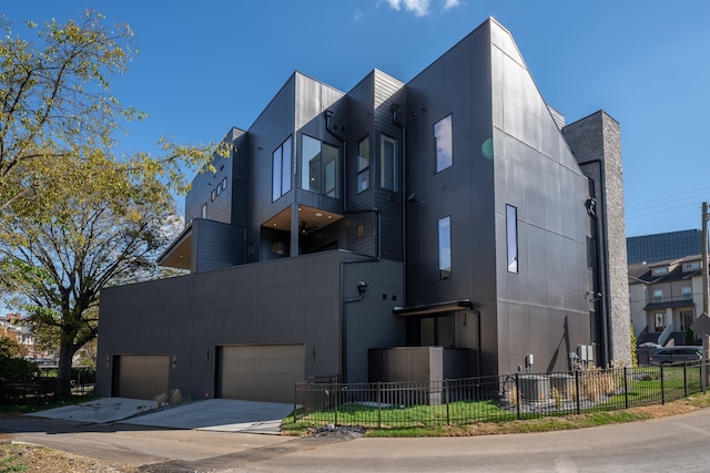 exterior space featuring a garage