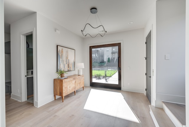 interior space with light hardwood / wood-style flooring