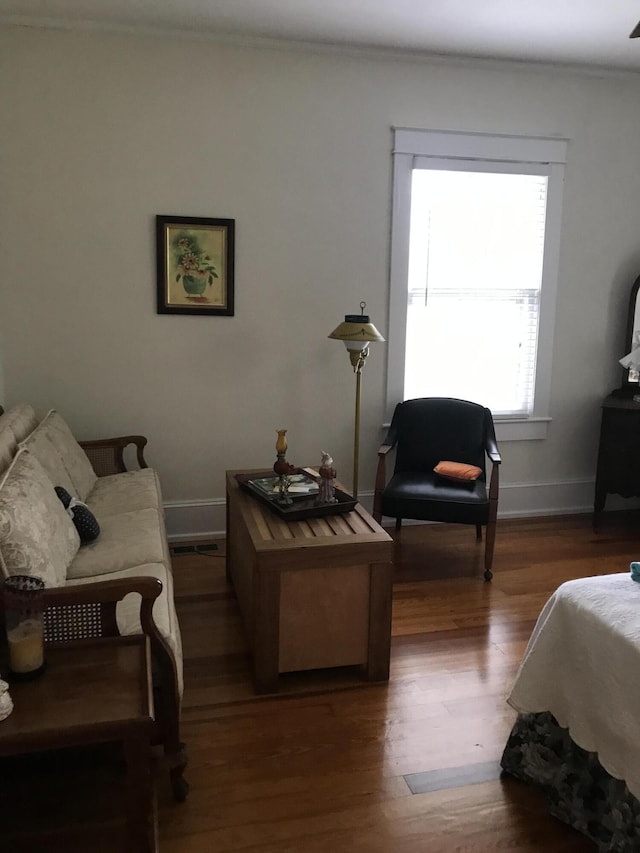 bedroom featuring dark hardwood / wood-style floors