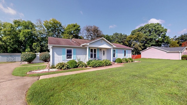 view of front of home with a front yard