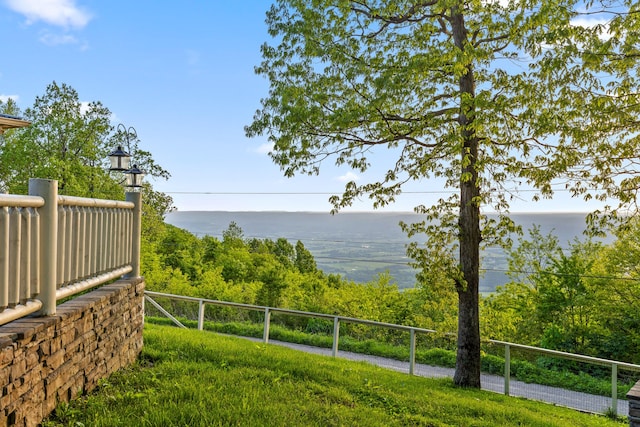 water view featuring fence