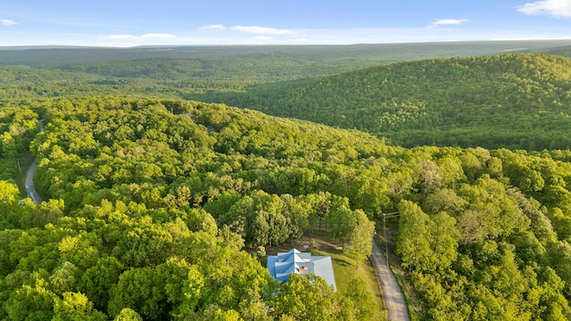 birds eye view of property with a forest view