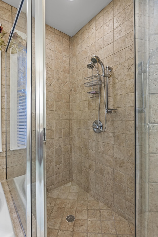 bathroom with plus walk in shower