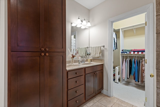 bathroom with vanity and tile patterned floors