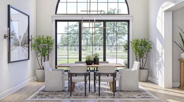 dining space featuring a healthy amount of sunlight and light wood-type flooring