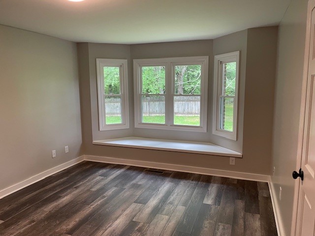 unfurnished room featuring dark hardwood / wood-style flooring