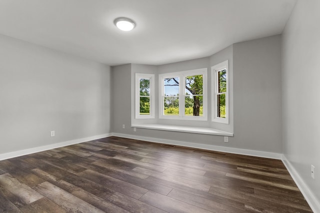 spare room with a wealth of natural light and dark hardwood / wood-style floors