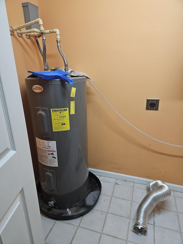 utility room featuring water heater