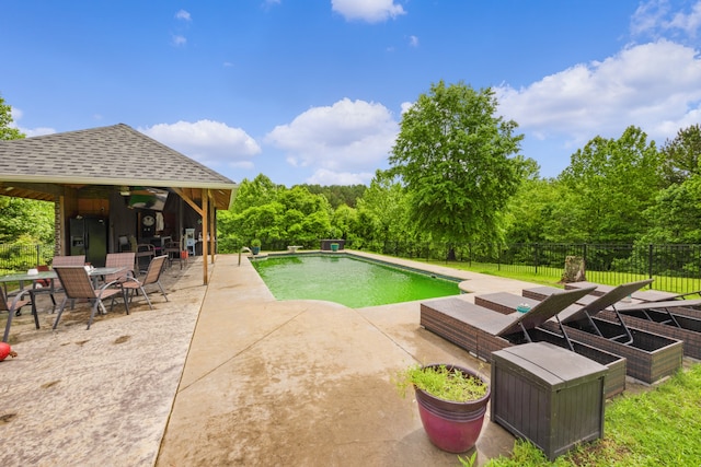 view of pool featuring a gazebo and a patio area