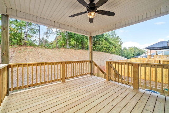 deck featuring ceiling fan