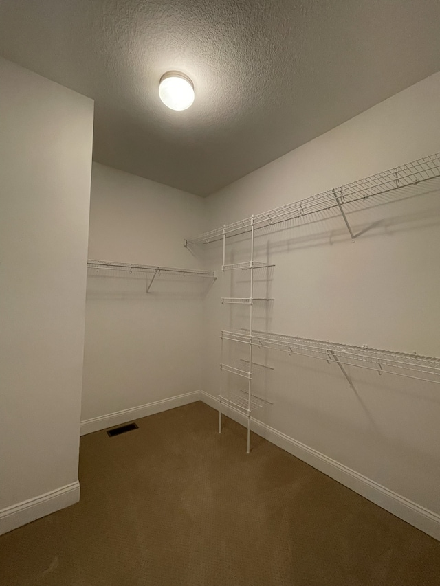 spacious closet with dark carpet