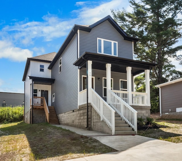 view of front of property with covered porch