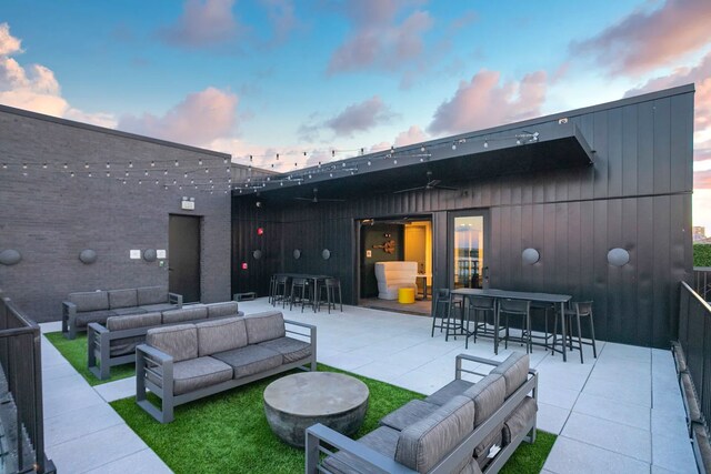 exterior space with an outdoor hangout area