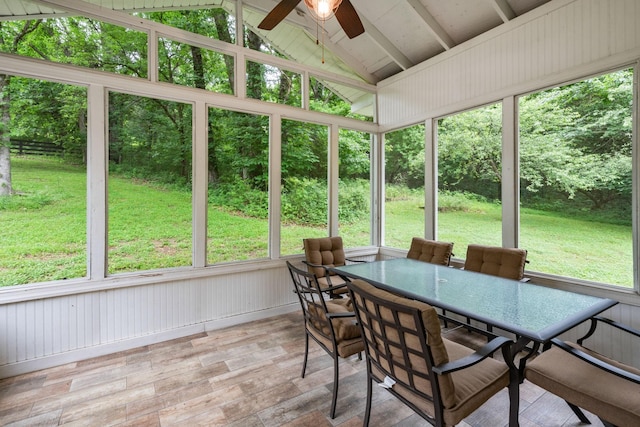 1780 Molly Hollow Rd, Nolensville, TN 37135 - unfurnished sunroom featuring ceiling fan and lofted ceiling with beams