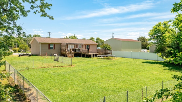 view of yard featuring a deck