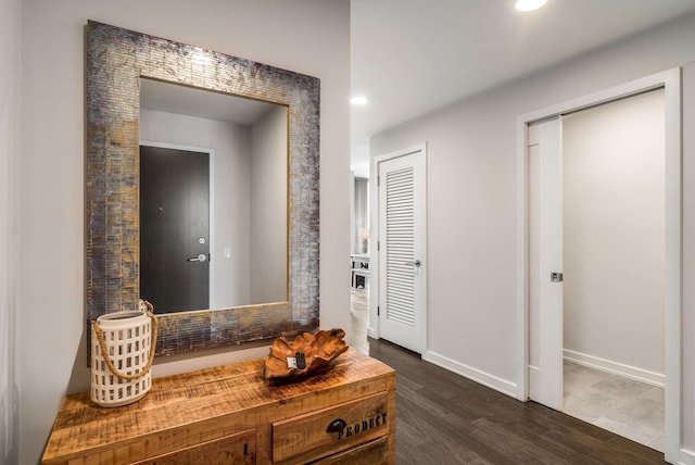 hall featuring dark hardwood / wood-style floors