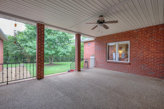 view of patio with ceiling fan