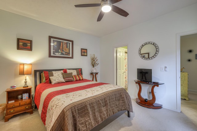 bedroom with carpet flooring and ceiling fan