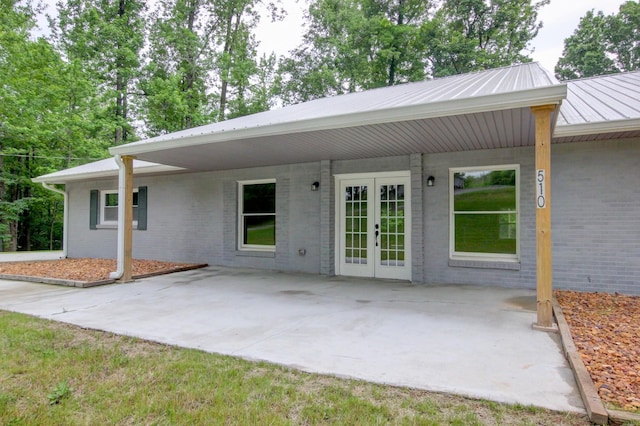 back of property with french doors