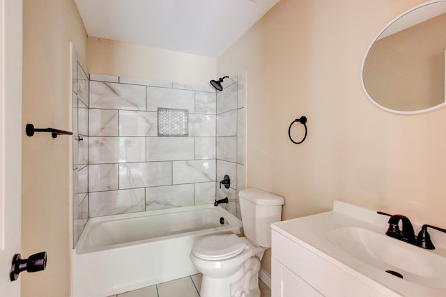 full bathroom with tile patterned flooring, vanity, toilet, and tub / shower combination