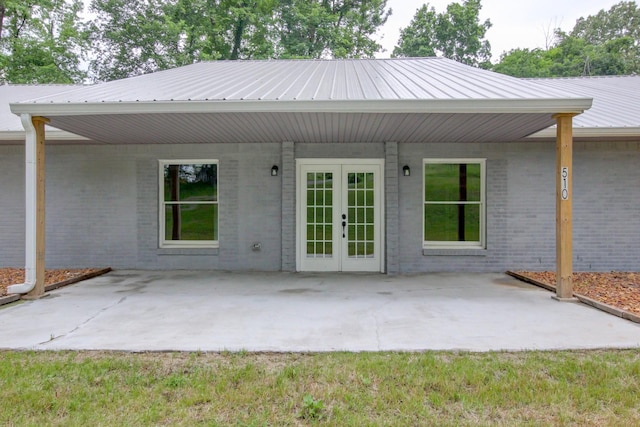 back of house with french doors