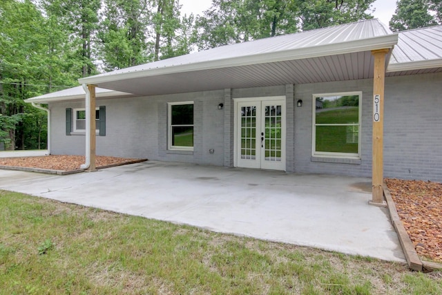 back of house with french doors